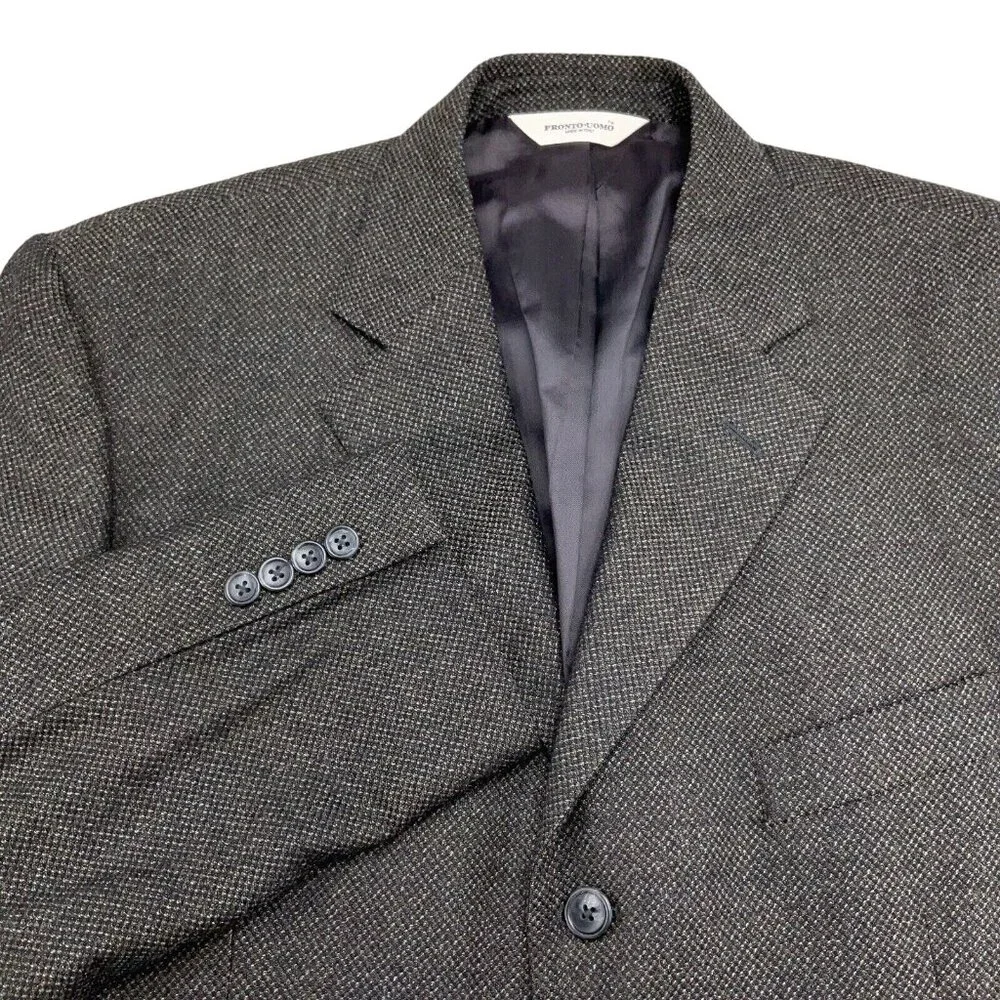 Pronto Uomo Blazer Men 42R Gray Tan Career Lanificio Galtes Wool Italy VTG